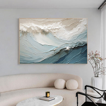 Serene Ocean Waves Oil Painting for Tranquil Home Decor and Relaxing Spaces