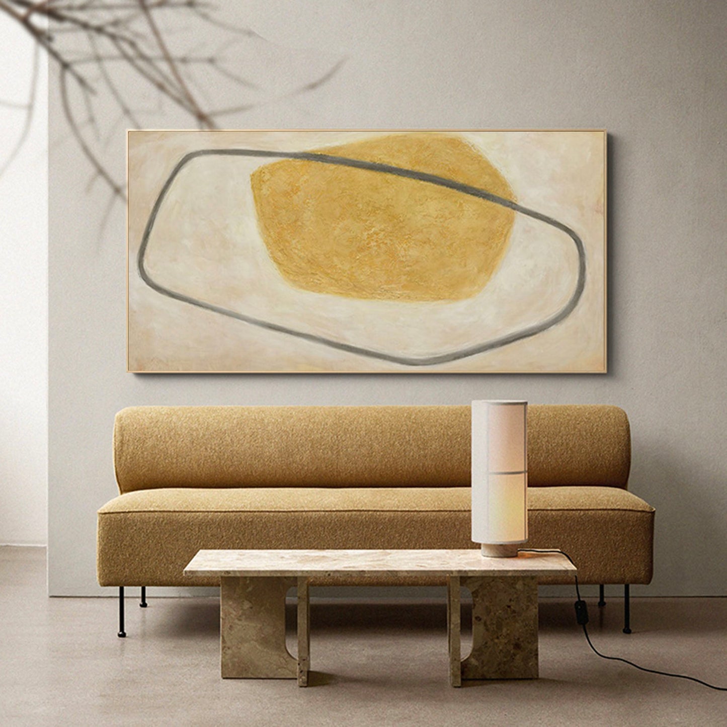 Contemporary Minimalist Geometric Oil Painting for Modern Home Decor