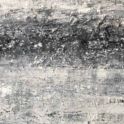 Monochrome Coastal Serenity: Abstract Black and White Beach Oil Painting