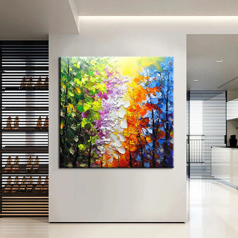 Vibrant Floral Landscape Oil Painting of Belleview Park in Colorful Palette