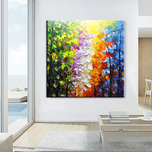 Vibrant Floral Landscape Oil Painting of Belleview Park in Colorful Palette