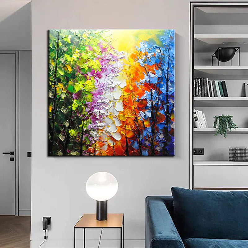 Vibrant Floral Landscape Oil Painting of Belleview Park in Colorful Palette