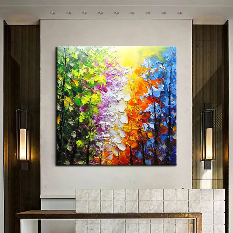 Vibrant Floral Landscape Oil Painting of Belleview Park in Colorful Palette