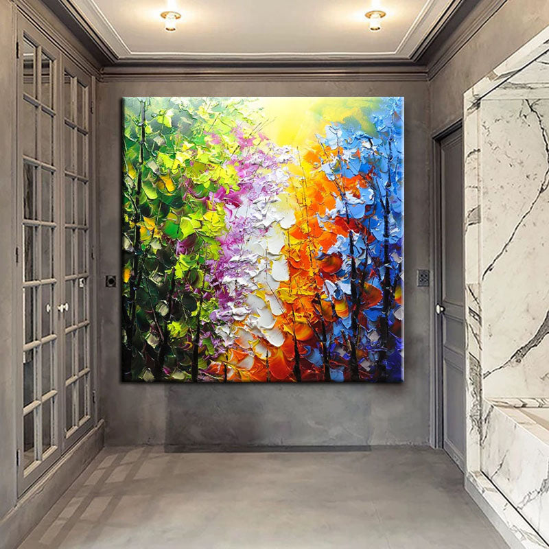 Vibrant Floral Landscape Oil Painting of Belleview Park in Colorful Palette