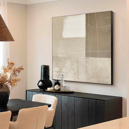 Elegant Minimalist Abstract Oil Painting in Neutral Tones for Modern Décor