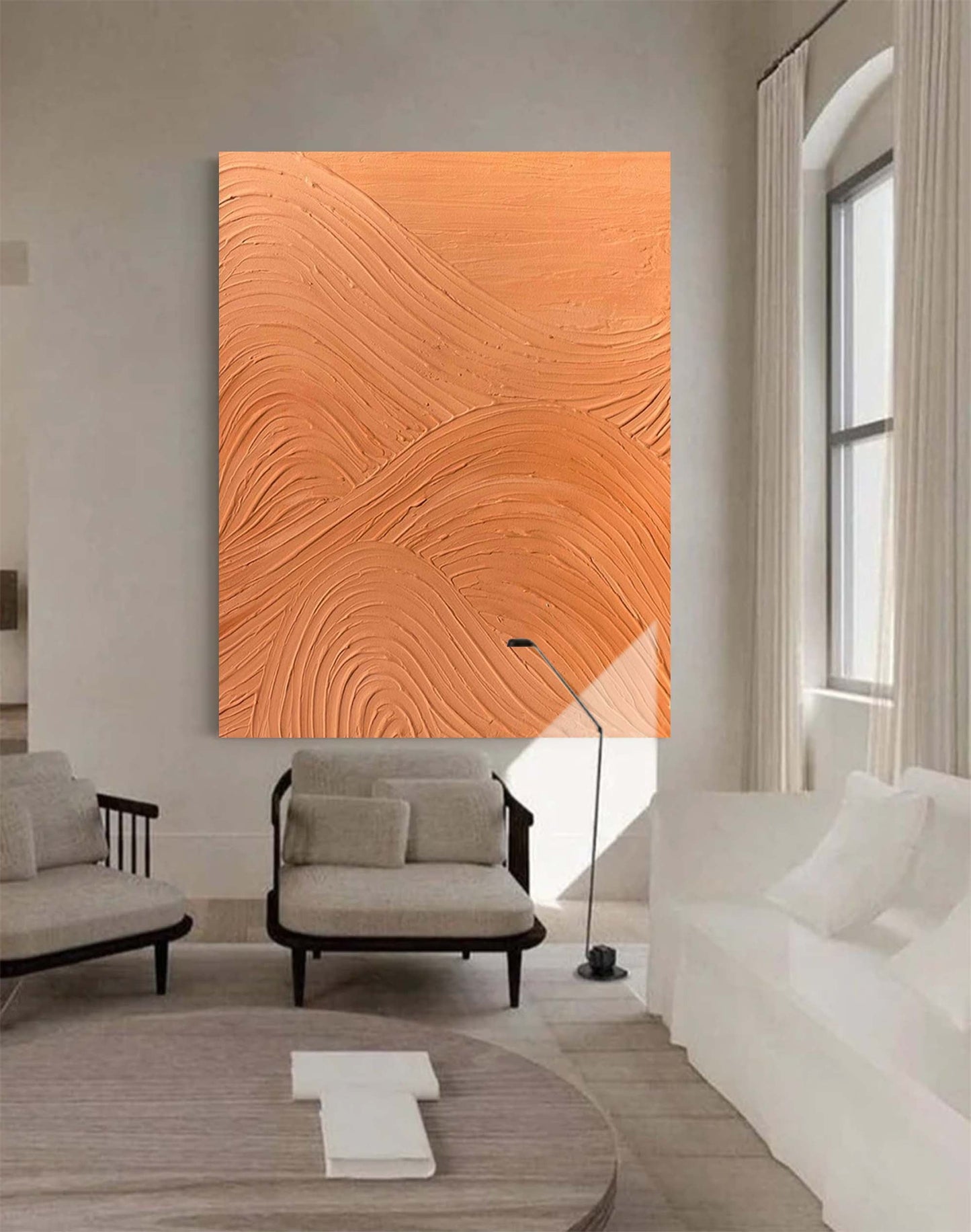 Abstract Textured Wave Oil Painting for Modern Minimalist Decor