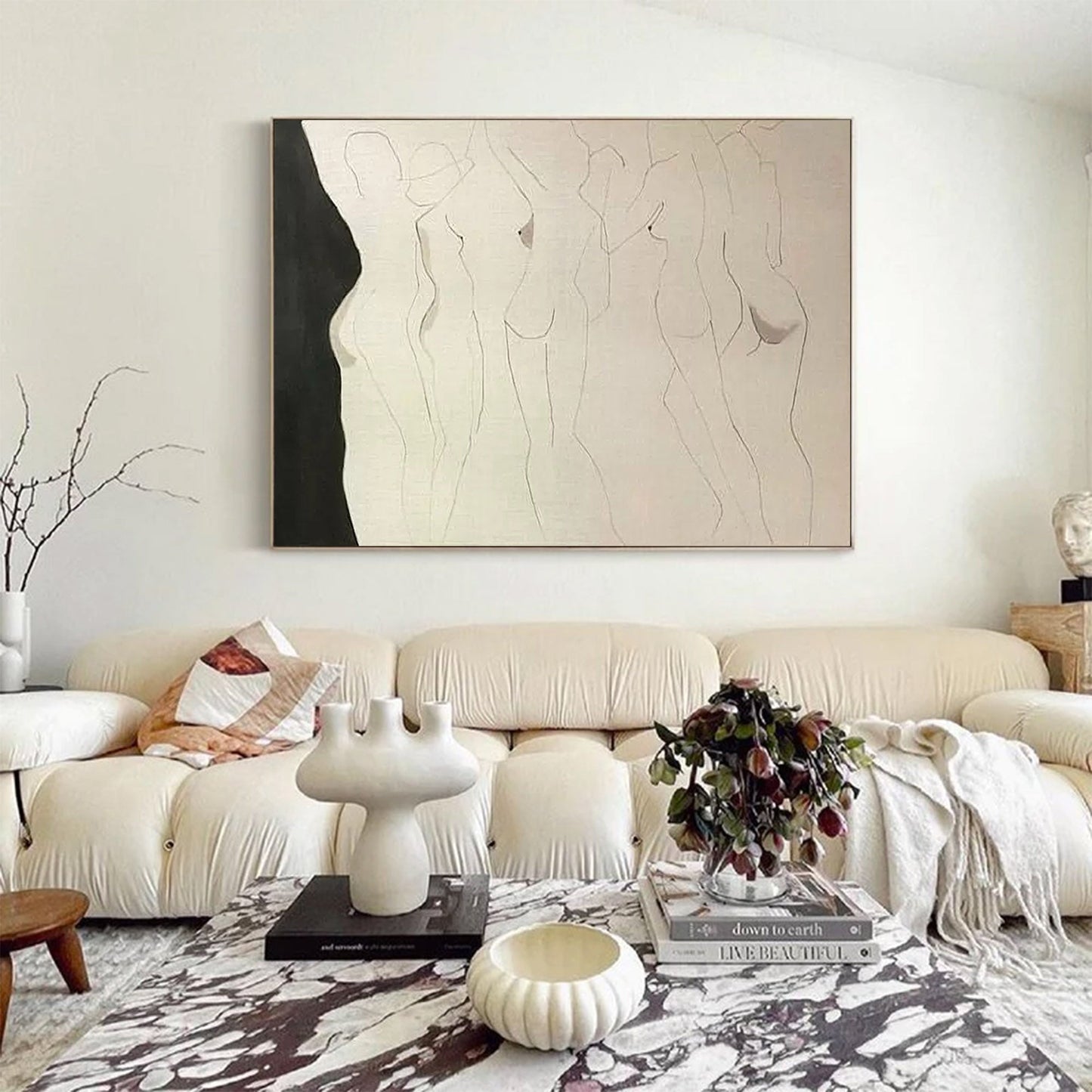 Elegant Minimalist Figures in Abstract Oil Painting