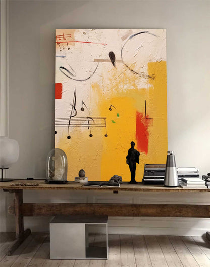 Colorful Abstract Musical Notes Oil Painting for Home Decor