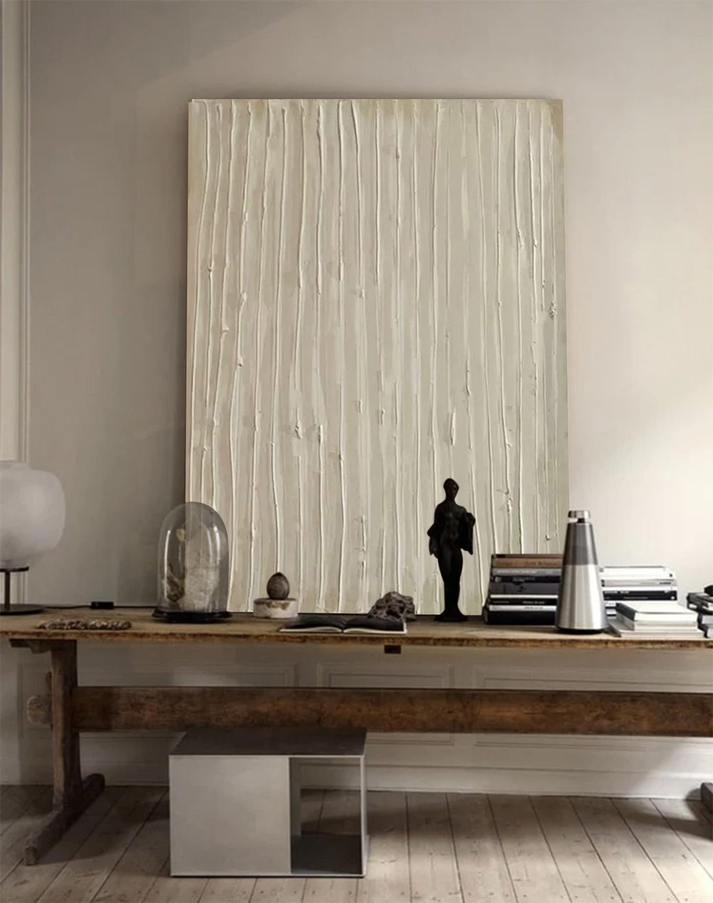 Elegant Minimalist Textured Line Art Oil Painting for Modern Home Décor