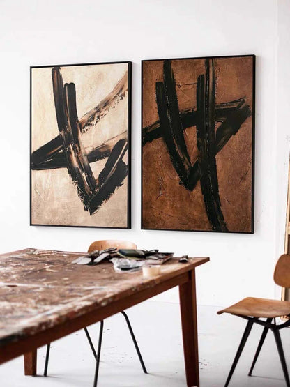 Contemporary Abstract Oil Painting Duo for Modern Home Décor