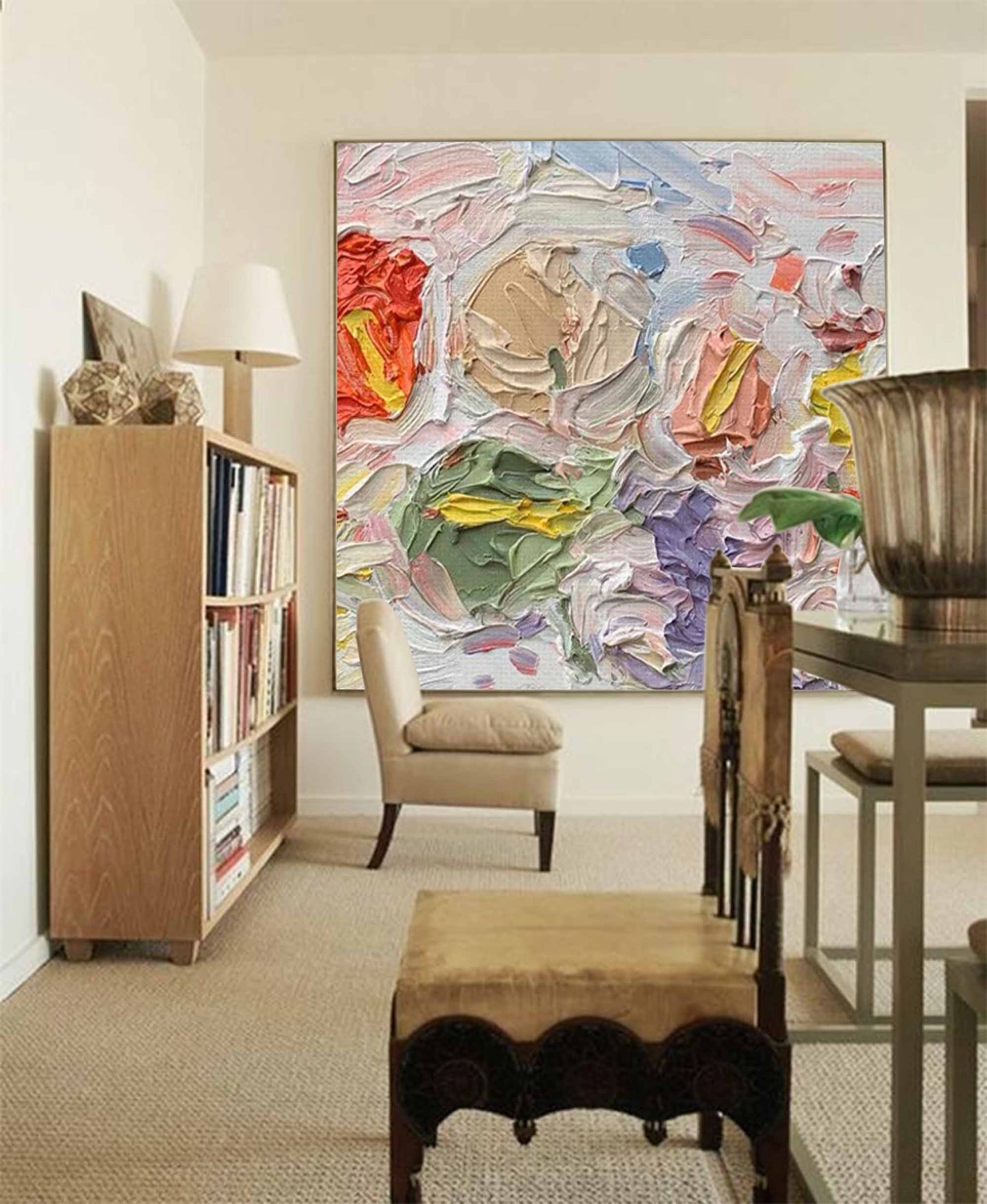 Colorful Abstract Oil Painting for Modern Home Décor