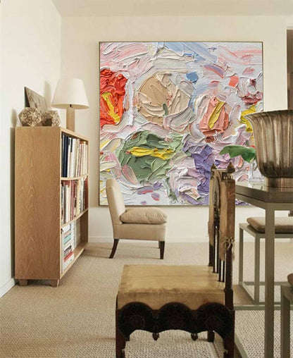 Colorful Abstract Oil Painting for Modern Home Décor