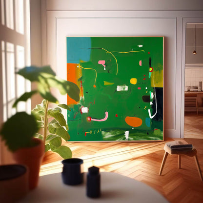 Vibrant Abstract Green Canvas Painting for Modern Home Decor