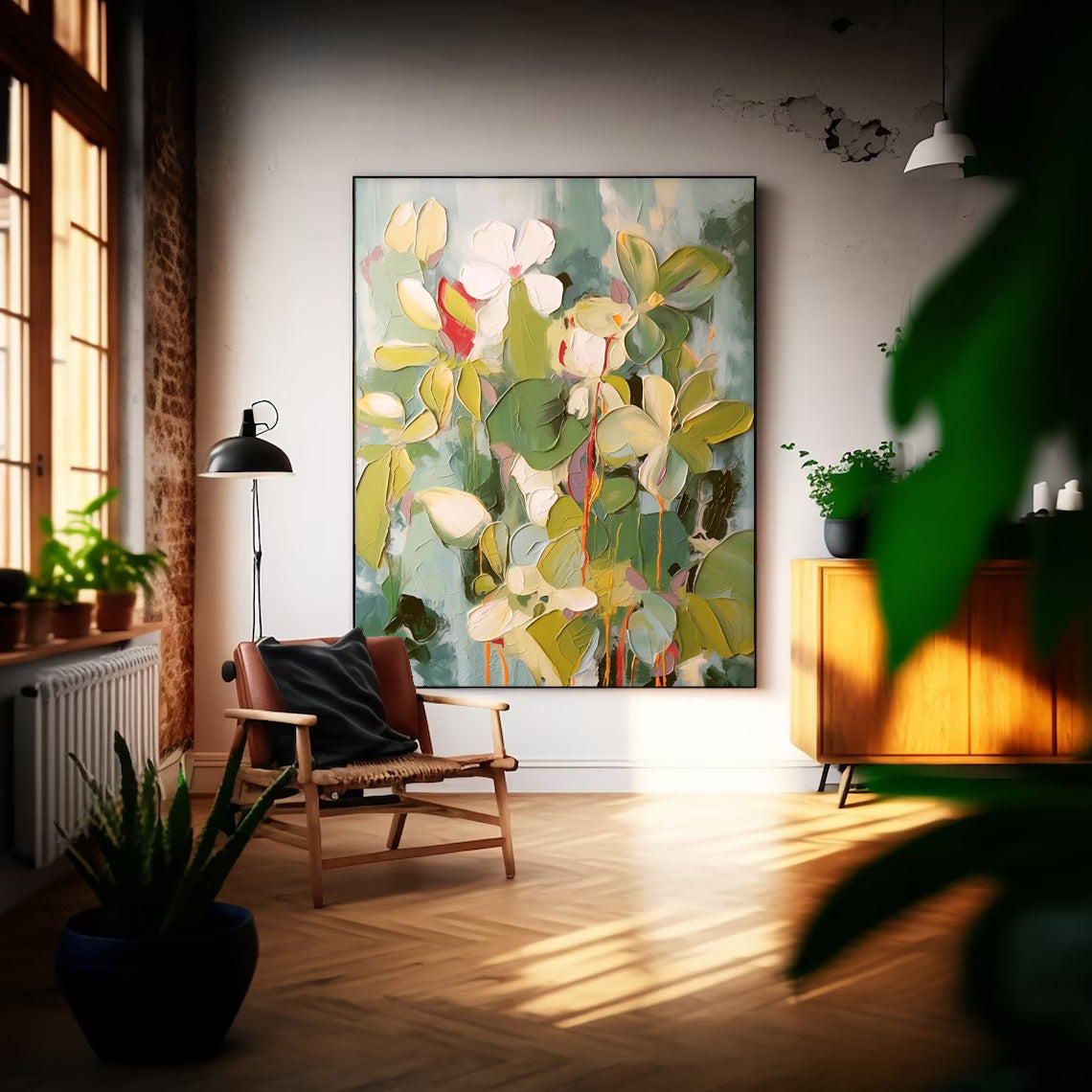 Vibrant Floral Oil Painting for Elegant Home Decor and Artistic Expression
