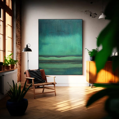 Serene Minimalist Oil Painting – Tranquil Abstract Canvas Art for Modern Decor