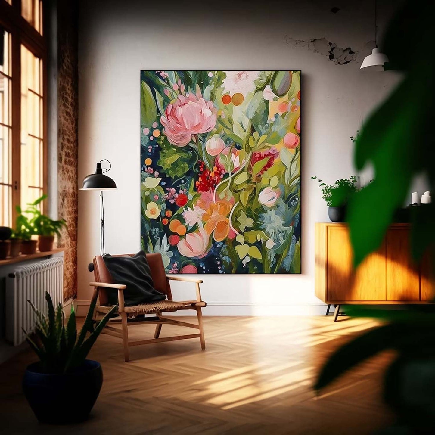 Vibrant Floral Oil Painting for Home Decor and Wall Art
