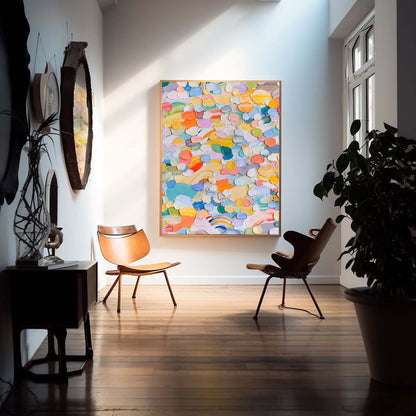 Colorful Abstract Oil Painting for Modern Home Decor and Art Enthusiasts