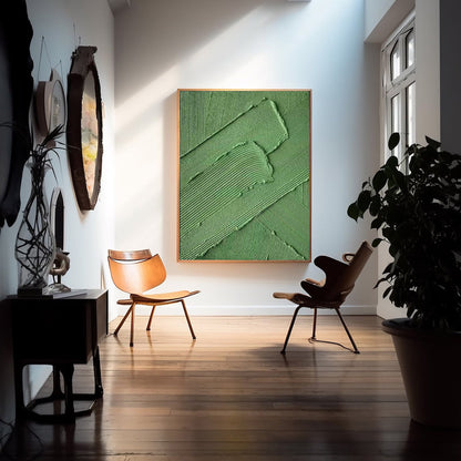 Serene Green Abstract Oil Painting for Modern Home Decor