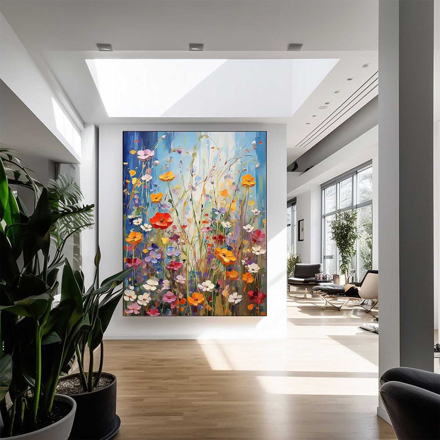 Vibrant Floral Oil Painting for Colorful Home Decor and Artistic Wall Art