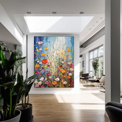 Vibrant Floral Oil Painting for Colorful Home Decor and Artistic Wall Art
