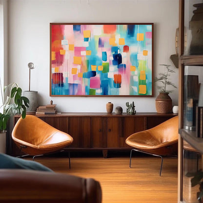 Colorful Abstract Expressionist Oil Painting for Modern Home Decor
