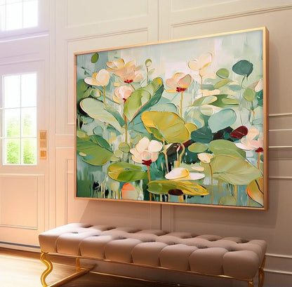 Vibrant Floral Oil Painting on Canvas – Nature-Inspired Wall Art