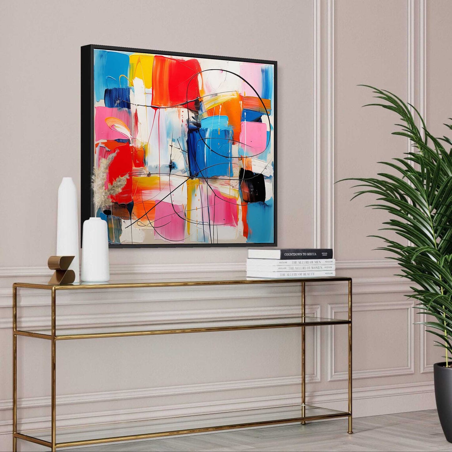 Vibrant Abstract Oil Painting for Modern Home Decor and Art Lovers