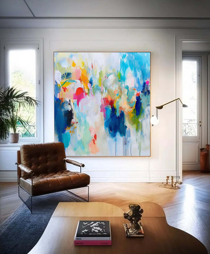 Vibrant Abstract Oil Painting for Colorful Home Decor and Modern Art Enthusiasts