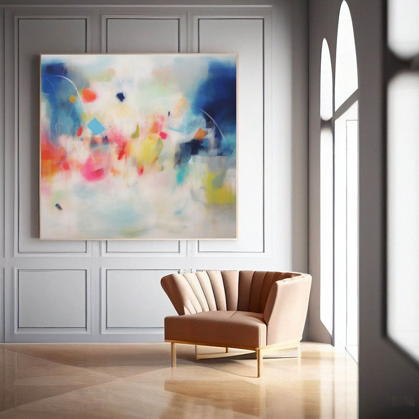 Vibrant Abstract Oil Painting for Modern Home Decor and Art Lovers