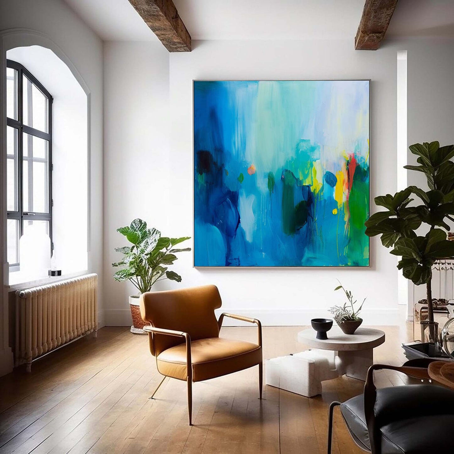 Vibrant Blue Abstract Oil Painting for Modern Home Decor and Art Enthusiasts