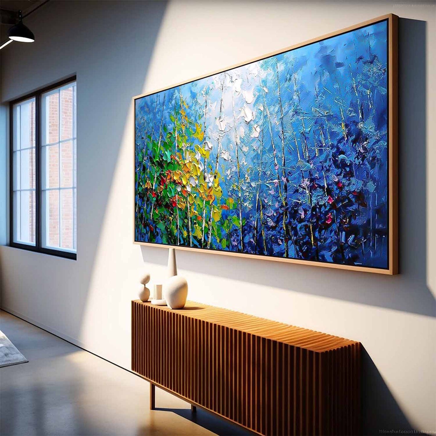 Vibrant Abstract Floral Oil Painting on Canvas for Home Decor