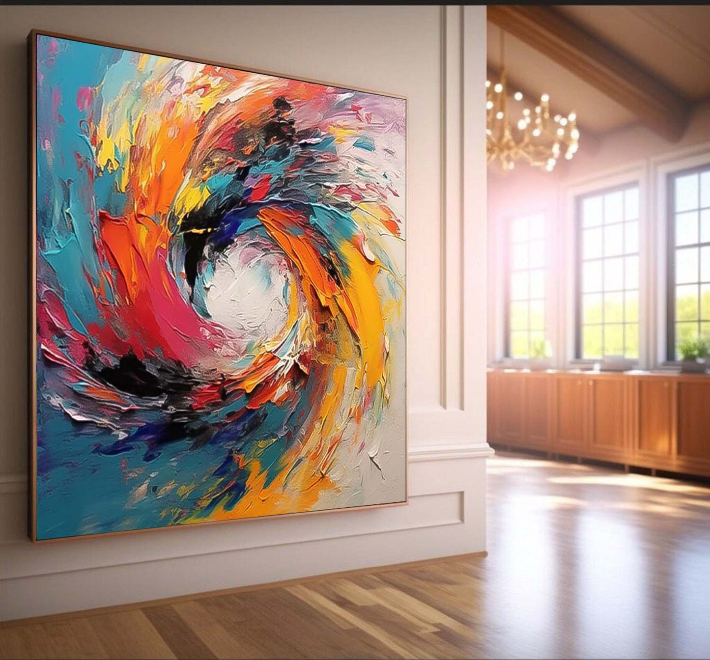 Vibrant Abstract Swirl Oil Painting for Modern Home Décor and Art Enthusiasts