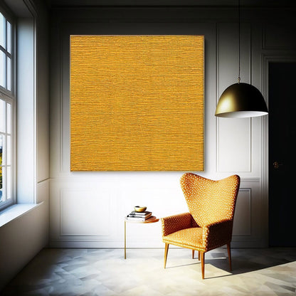 Vibrant Textured Yellow Oil Painting for Modern Minimalist Decor