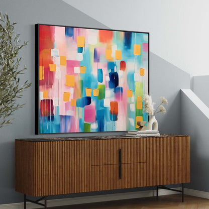 Colorful Abstract Expressionist Oil Painting for Modern Home Decor