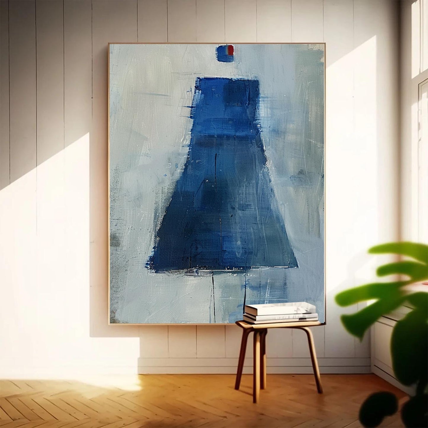 Elegant Blue Minimalist Oil Painting for Modern Home Decor