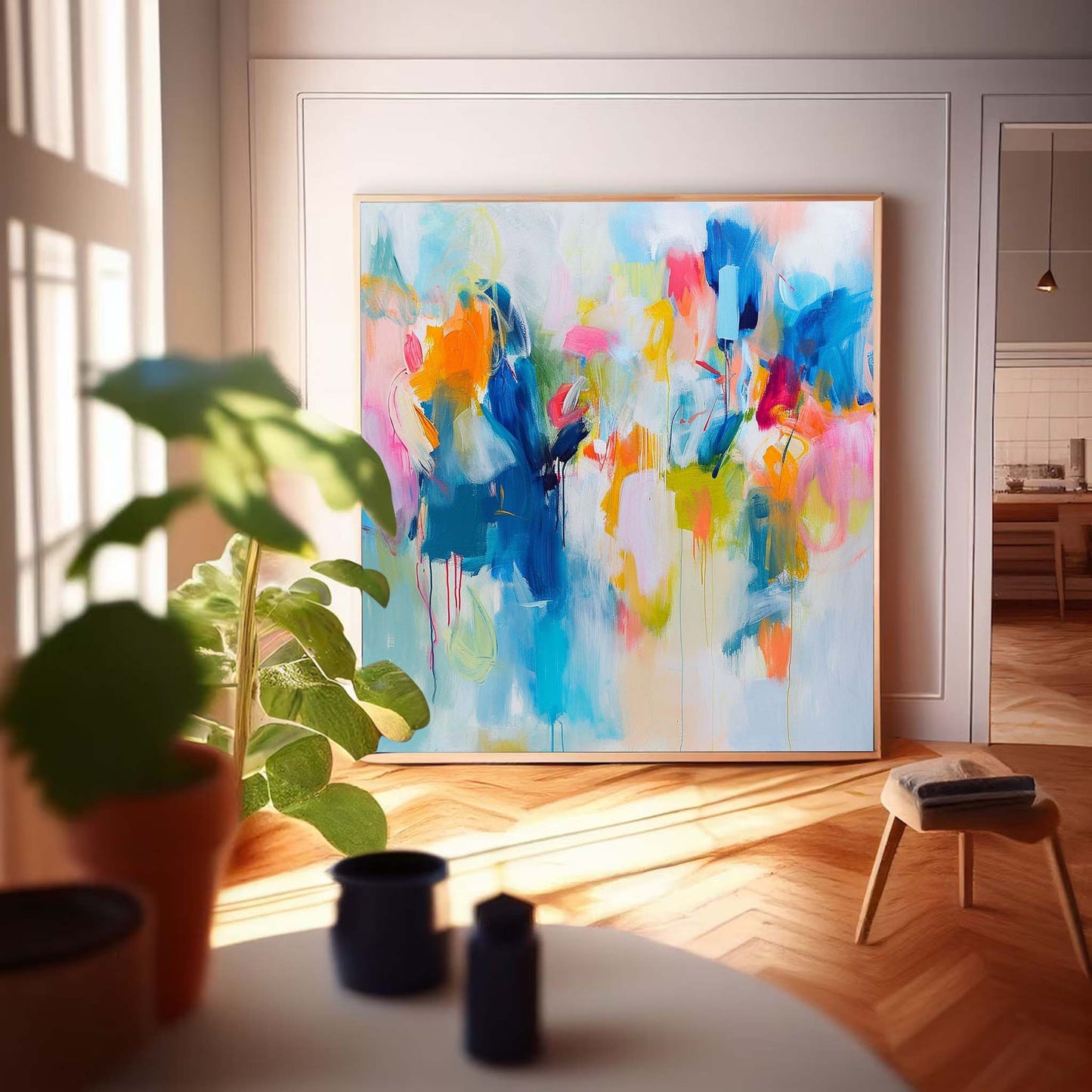 Vibrant Abstract Oil Painting for Colorful Home Decor and Modern Art Enthusiasts