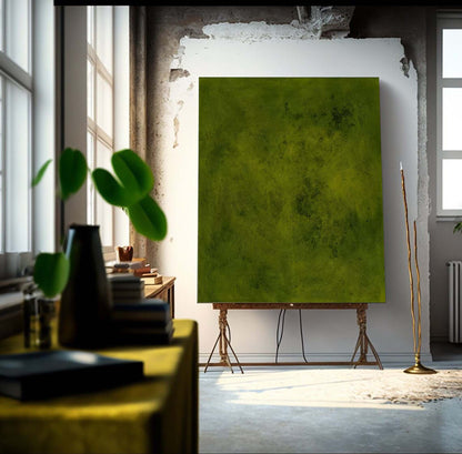 Textured Green Abstract Oil Painting for Modern Home Decor