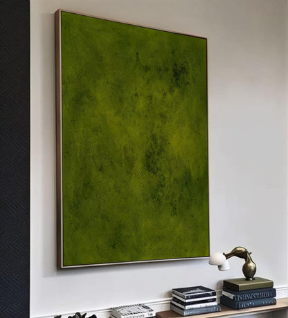 Textured Green Abstract Oil Painting for Modern Home Decor