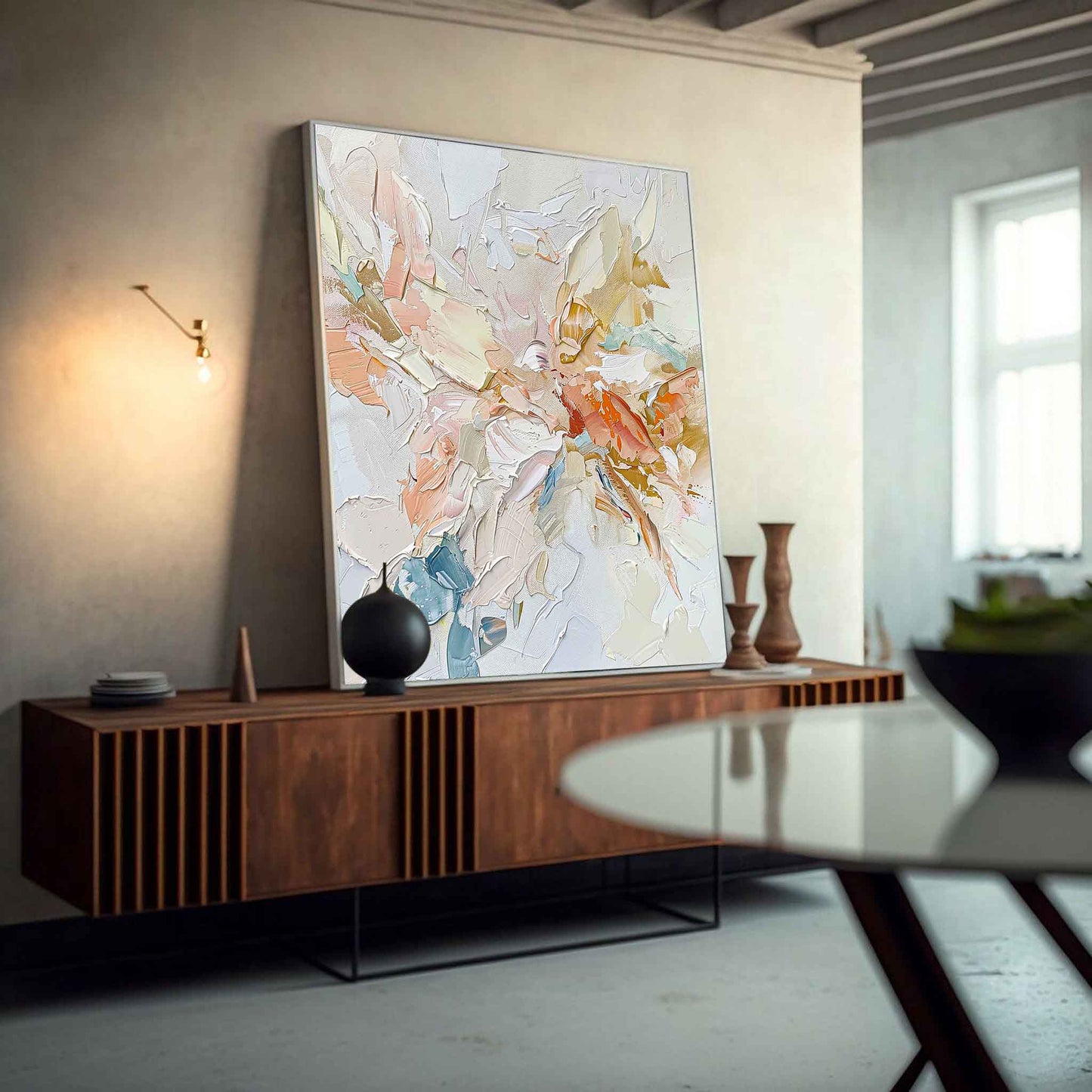 Serene Abstract Floral Oil Painting for Modern Home Decor