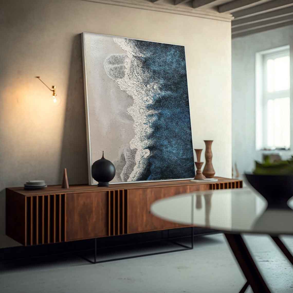 Tranquil Ocean Waves Oil Painting for Serene Coastal Home D√©cor