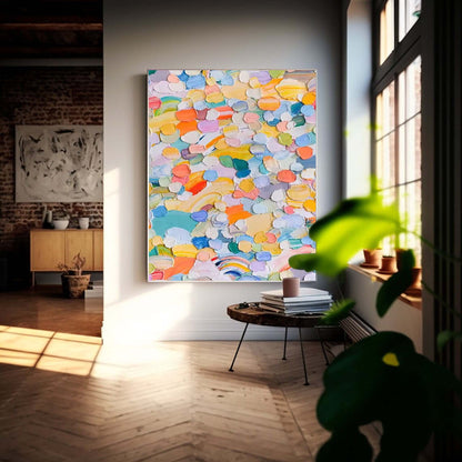 Colorful Abstract Oil Painting for Modern Home Decor and Art Enthusiasts