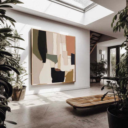 Contemporary Abstract Oil Painting with Earthy Tones for Modern Home Décor