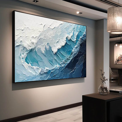 Serene Ocean Waves Oil Painting for Coastal Home Decor