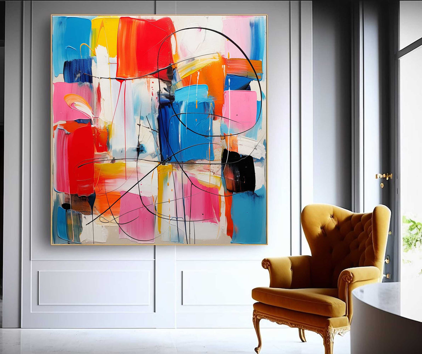 Vibrant Abstract Oil Painting for Modern Home Decor and Art Lovers