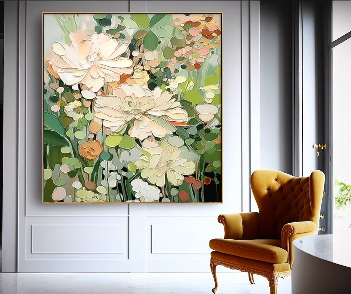 Elegant Floral Oil Painting for Home Decor - Vibrant Flower Canvas Art