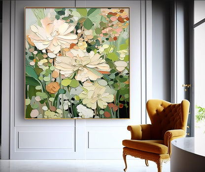 Elegant Floral Oil Painting for Home Decor - Vibrant Flower Canvas Art