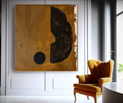 Abstract Minimalist Oil Painting with Geometric Shapes for Modern Decor