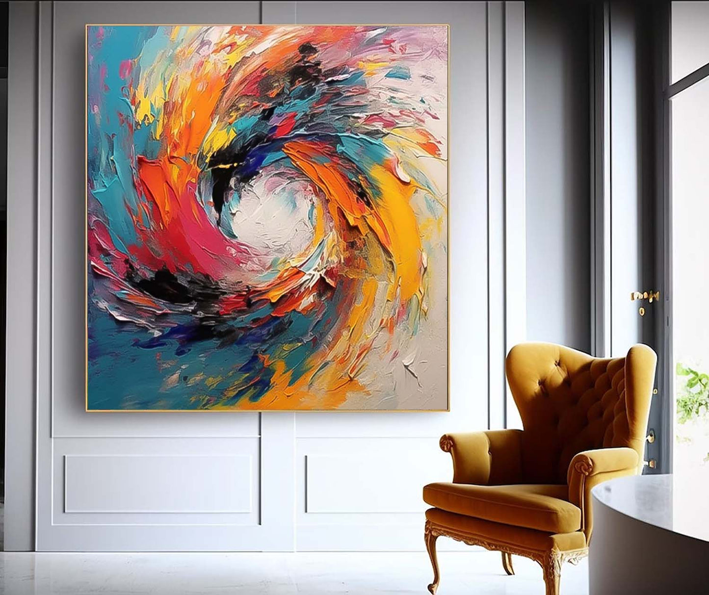 Vibrant Abstract Swirl Oil Painting for Modern Home Décor and Art Enthusiasts