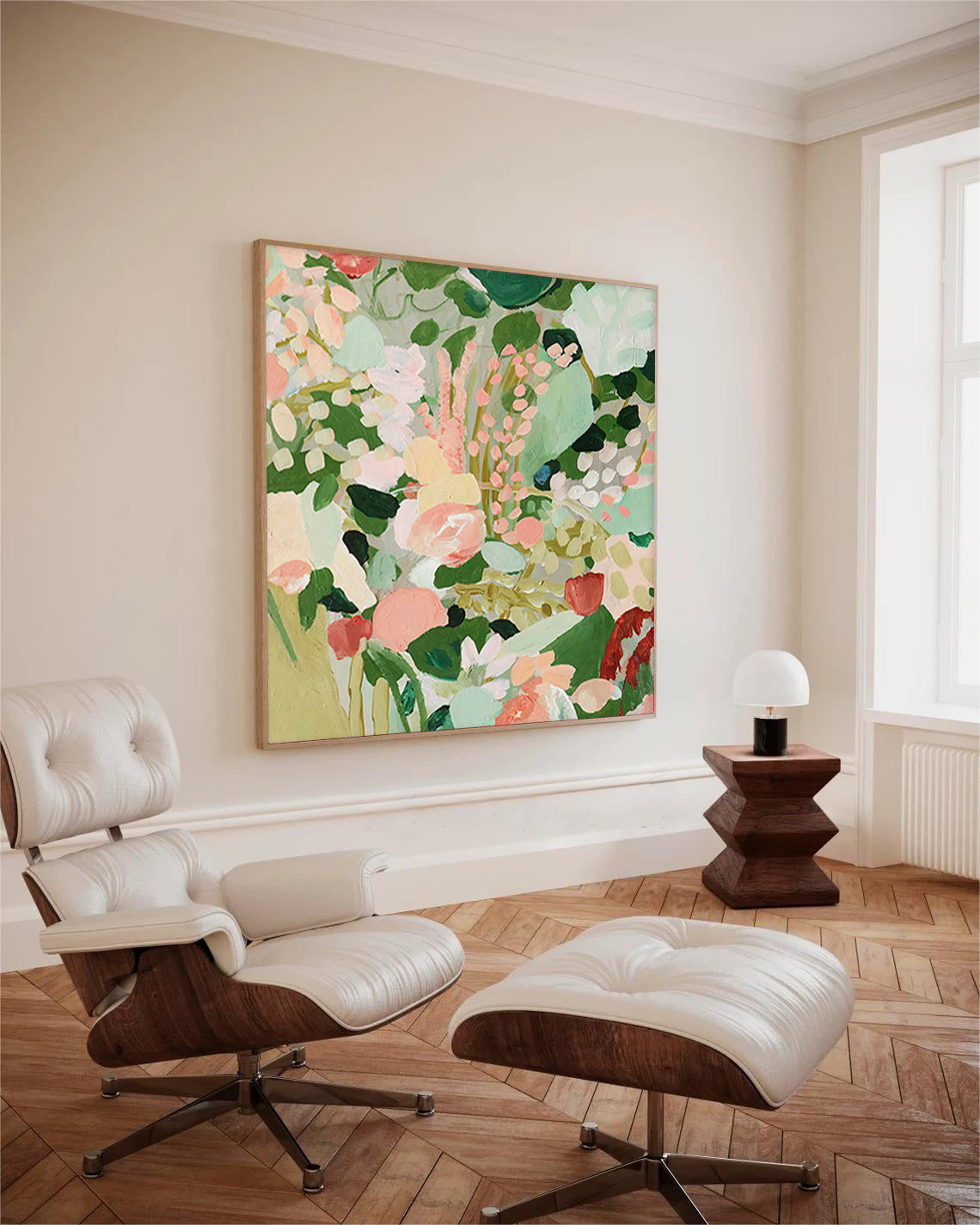 Vibrant Floral Abstract Oil Painting for Living Room Decor