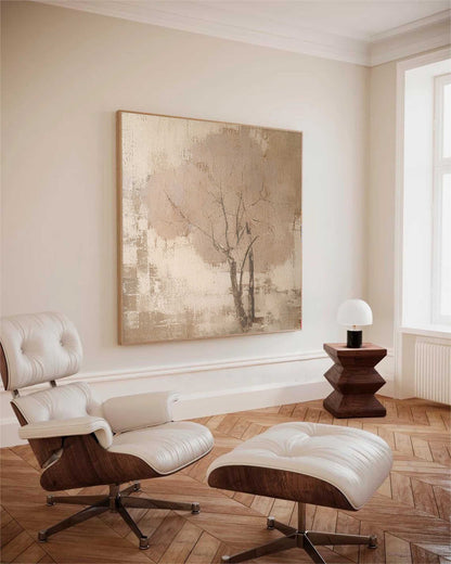 Serene Abstract Tree Painting on Canvas - Modern Wall Art for Home Decor